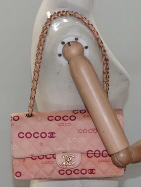 CHANEL Pink Quilted 'COCO' MEDIUM CLASSIC FLAP with Gold Chain